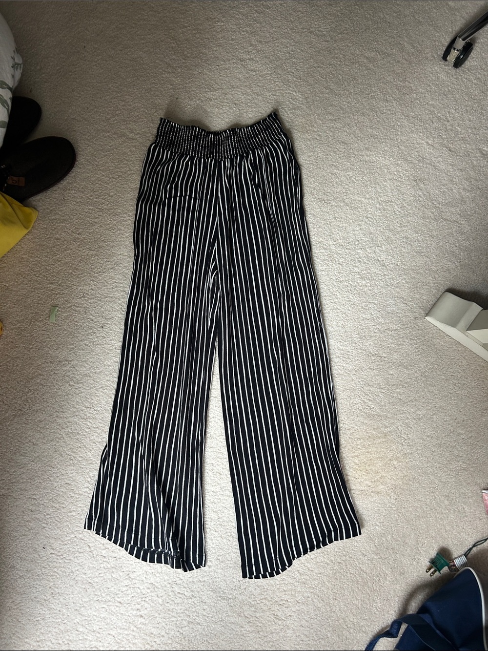 Wide Leg Striped Pants - Black & White - Picture 1 of 2